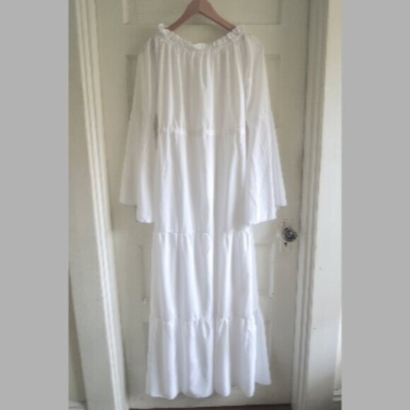 White Tiered Drawstring Shift Underdress Costume Cosplay M/L - Picture 6 of 6